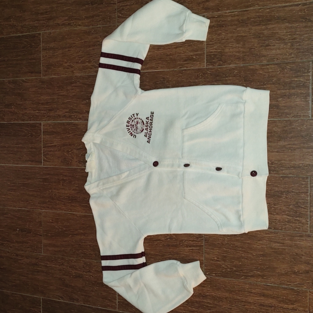 University of Alaska Anchorage Button White Cardigan Sweatshirt Small